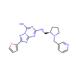 Nc1nc(NC[C@H]2CCCN2Cc2cccnc2)nc2nc(-c3ccco3)nn12 ZINC000013612521