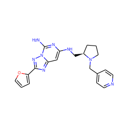 Nc1nc(NC[C@H]2CCCN2Cc2ccncc2)cc2nc(-c3ccco3)nn12 ZINC000028359187