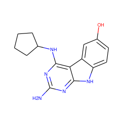 Nc1nc(NC2CCCC2)c2c(n1)[nH]c1ccc(O)cc12 ZINC000221380192