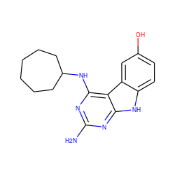 Nc1nc(NC2CCCCCC2)c2c(n1)[nH]c1ccc(O)cc12 ZINC000221379880