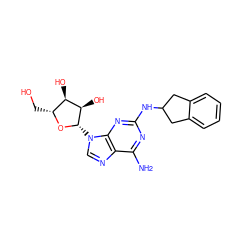 Nc1nc(NC2Cc3ccccc3C2)nc2c1ncn2[C@@H]1O[C@H](CO)[C@@H](O)[C@H]1O ZINC000013823859