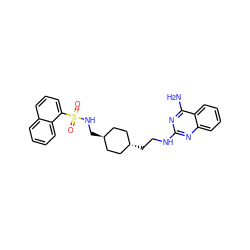 Nc1nc(NCC[C@H]2CC[C@H](CNS(=O)(=O)c3cccc4ccccc34)CC2)nc2ccccc12 ZINC000253682338