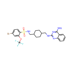 Nc1nc(NCC2CCC(CNS(=O)(=O)c3ccc(Br)cc3OC(F)(F)F)CC2)nc2ccccc12 ZINC000028520615