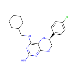 Nc1nc(NCC2CCCCC2)c2c(n1)NC[C@H](c1ccc(Cl)cc1)N2 ZINC000013474493