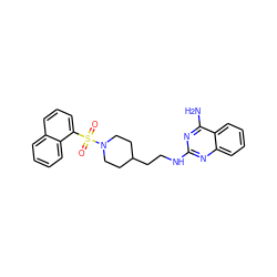 Nc1nc(NCCC2CCN(S(=O)(=O)c3cccc4ccccc34)CC2)nc2ccccc12 ZINC000034802017