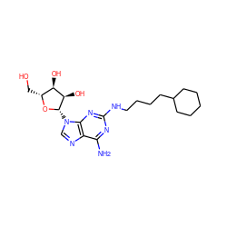 Nc1nc(NCCCCC2CCCCC2)nc2c1ncn2[C@@H]1O[C@H](CO)[C@@H](O)[C@H]1O ZINC000013823926