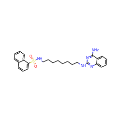 Nc1nc(NCCCCCCCCNS(=O)(=O)c2cccc3ccccc23)nc2ccccc12 ZINC000034802018