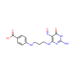 Nc1nc(NCCCNc2ccc(C(=O)O)cc2)c(N=O)c(=O)[nH]1 ZINC000027738516