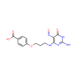 Nc1nc(NCCCOc2ccc(C(=O)O)cc2)c(N=O)c(=O)[nH]1 ZINC000027738522