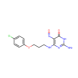 Nc1nc(NCCCOc2ccc(Cl)cc2)c(N=O)c(=O)[nH]1 ZINC000027738602