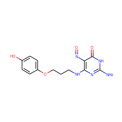 Nc1nc(NCCCOc2ccc(O)cc2)c(N=O)c(=O)[nH]1 ZINC000027721248