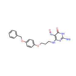 Nc1nc(NCCCOc2ccc(OCc3ccccc3)cc2)c(N=O)c(=O)[nH]1 ZINC000027739276