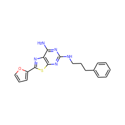 Nc1nc(NCCCc2ccccc2)nc2sc(-c3ccco3)nc12 ZINC001772626066