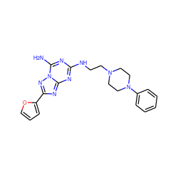 Nc1nc(NCCN2CCN(c3ccccc3)CC2)nc2nc(-c3ccco3)nn12 ZINC000028381528