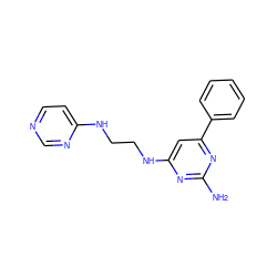 Nc1nc(NCCNc2ccncn2)cc(-c2ccccc2)n1 ZINC000096906124