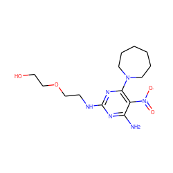 Nc1nc(NCCOCCO)nc(N2CCCCCC2)c1[N+](=O)[O-] ZINC000004305942