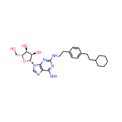 Nc1nc(NCCc2ccc(CCC3CCCCC3)cc2)nc2c1ncn2[C@@H]1O[C@H](CO)[C@@H](O)[C@H]1O ZINC000013823884