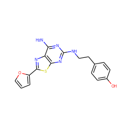 Nc1nc(NCCc2ccc(O)cc2)nc2sc(-c3ccco3)nc12 ZINC001772603365