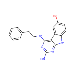 Nc1nc(NCCc2ccccc2)c2c(n1)[nH]c1ccc(O)cc12 ZINC001772646491