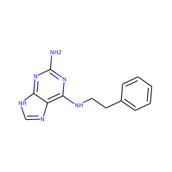 Nc1nc(NCCc2ccccc2)c2nc[nH]c2n1 ZINC000012898506