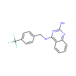 Nc1nc(NCc2ccc(C(F)(F)F)cc2)c2ccccc2n1 ZINC000321407204