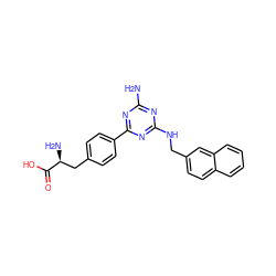 Nc1nc(NCc2ccc3ccccc3c2)nc(-c2ccc(C[C@H](N)C(=O)O)cc2)n1 ZINC000040861902