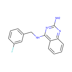 Nc1nc(NCc2cccc(F)c2)c2ccccc2n1 ZINC000128572504