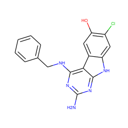 Nc1nc(NCc2ccccc2)c2c(n1)[nH]c1cc(Cl)c(O)cc12 ZINC001772589451