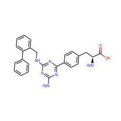 Nc1nc(NCc2ccccc2-c2ccccc2)nc(-c2ccc(C[C@H](N)C(=O)O)cc2)n1 ZINC000045245382