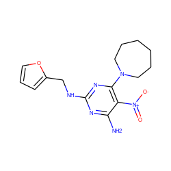 Nc1nc(NCc2ccco2)nc(N2CCCCCC2)c1[N+](=O)[O-] ZINC000004305949