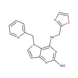 Nc1nc(NCc2ncco2)c2c(ccn2Cc2ccccn2)n1 ZINC001772607656