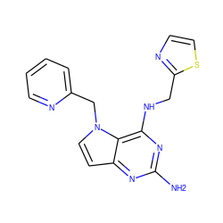 Nc1nc(NCc2nccs2)c2c(ccn2Cc2ccccn2)n1 ZINC001772647341