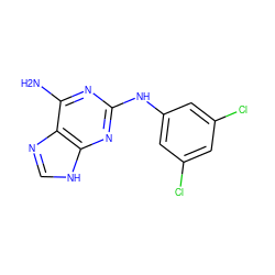 Nc1nc(Nc2cc(Cl)cc(Cl)c2)nc2[nH]cnc12 ZINC000003590296