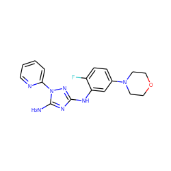 Nc1nc(Nc2cc(N3CCOCC3)ccc2F)nn1-c1ccccn1 ZINC000072128482