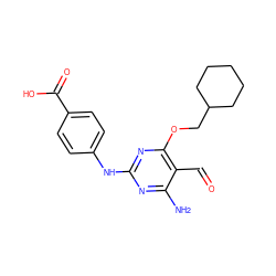 Nc1nc(Nc2ccc(C(=O)O)cc2)nc(OCC2CCCCC2)c1C=O ZINC000103191898