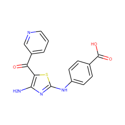 Nc1nc(Nc2ccc(C(=O)O)cc2)sc1C(=O)c1cccnc1 ZINC000095920776