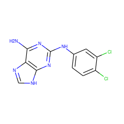 Nc1nc(Nc2ccc(Cl)c(Cl)c2)nc2[nH]cnc12 ZINC000001647867