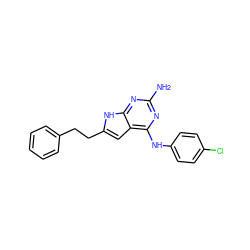 Nc1nc(Nc2ccc(Cl)cc2)c2cc(CCc3ccccc3)[nH]c2n1 ZINC000040939783