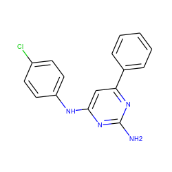 Nc1nc(Nc2ccc(Cl)cc2)cc(-c2ccccc2)n1 ZINC000026385443