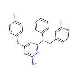 Nc1nc(Nc2ccc(F)cc2)nc(N(Cc2ccnc(F)c2)c2ccccc2)n1 ZINC000115738634