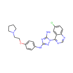 Nc1nc(Nc2ccc(OCCN3CCCC3)cc2)nn1-c1ncnc2ccc(Cl)cc12 ZINC000137556196