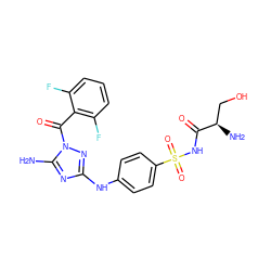 Nc1nc(Nc2ccc(S(=O)(=O)NC(=O)[C@H](N)CO)cc2)nn1C(=O)c1c(F)cccc1F ZINC000036124411