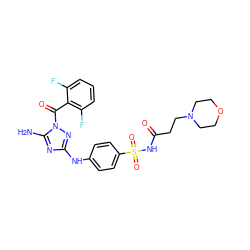 Nc1nc(Nc2ccc(S(=O)(=O)NC(=O)CCN3CCOCC3)cc2)nn1C(=O)c1c(F)cccc1F ZINC000036124414