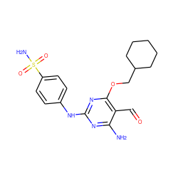 Nc1nc(Nc2ccc(S(N)(=O)=O)cc2)nc(OCC2CCCCC2)c1C=O ZINC000103177412