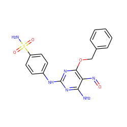 Nc1nc(Nc2ccc(S(N)(=O)=O)cc2)nc(OCc2ccccc2)c1N=O ZINC000064499543