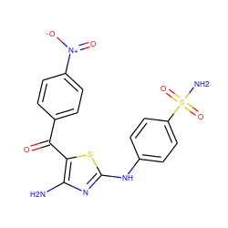 Nc1nc(Nc2ccc(S(N)(=O)=O)cc2)sc1C(=O)c1ccc([N+](=O)[O-])cc1 ZINC000096905489