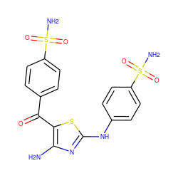 Nc1nc(Nc2ccc(S(N)(=O)=O)cc2)sc1C(=O)c1ccc(S(N)(=O)=O)cc1 ZINC000095920731