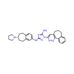 Nc1nc(Nc2ccc3c(c2)CC[C@H](N2CCCC2)CC3)nn1-c1cc2c(nn1)-c1ccccc1CCC2 ZINC000051951668