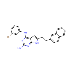 Nc1nc(Nc2cccc(Br)c2)c2cc(CCc3ccc4ccccc4c3)[nH]c2n1 ZINC000040937318