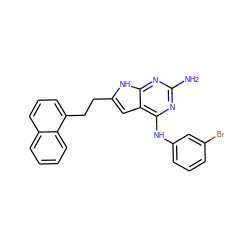 Nc1nc(Nc2cccc(Br)c2)c2cc(CCc3cccc4ccccc34)[nH]c2n1 ZINC000038734285